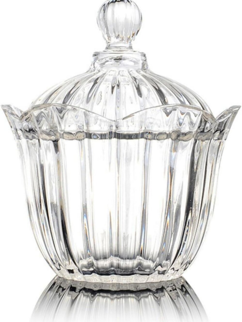 Large 28 oz Glass Candy Dish with Lid - Crystal Jar for Home Decor, Wedding